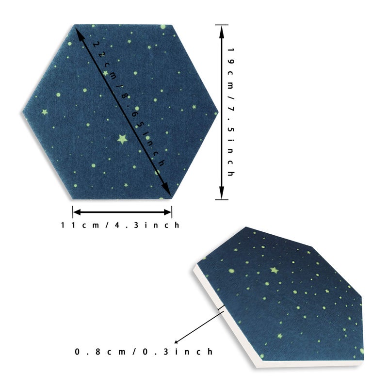 Fovasen Hexagon Felt Board Tiles Self Adhesive Wall Bulletin Boards Felt Memo Board Notice Board Felt Pin Board Tiles with Push Pins for Home Office Classroom Wall Decal Creative Decor, Star 8 Pcs - Image 5